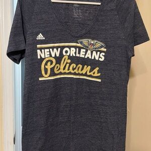 Adidas New Orleans Pelicans Dark Gray V-Neck Tee